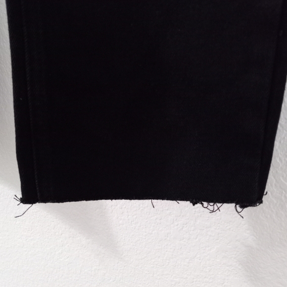 Vintage Royalty14 33x27 High Rise Button Fly Raw Hem Straight Jeans Black - Picture 7 of 15